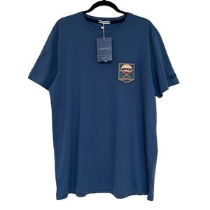 Glenfield sport vibrant blue hot air balloon patch cotton t shirt